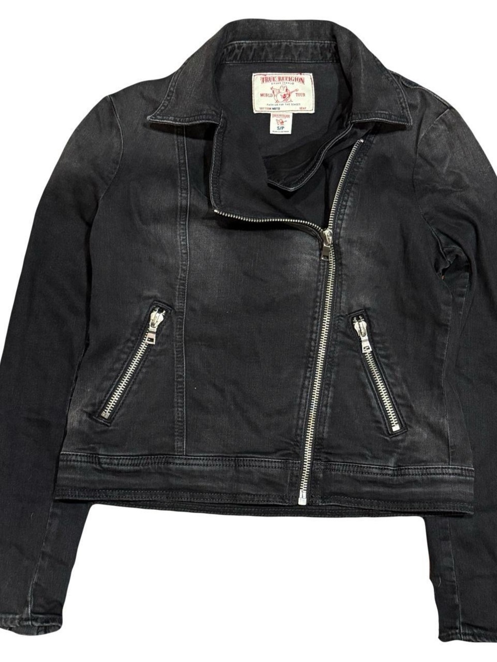 Y2K True Religion Denim Moto Black Jacket